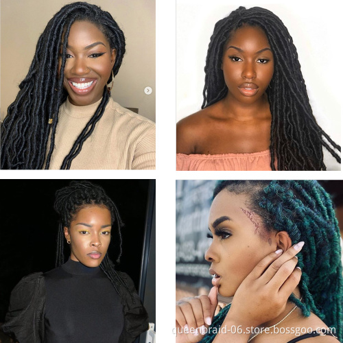 Synthetic Braiding Hair Extensions Dreadlocks Ombre Brown Color Soft Straight Faux Locs Crochet Braids Hair For Women